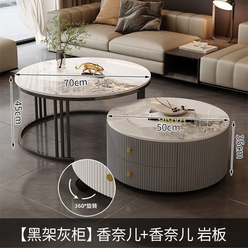 Cream Italia tabla de roca retráctil mesa de té lujosa moderna combinación simple sala de estar pequeña casa mesa redonda