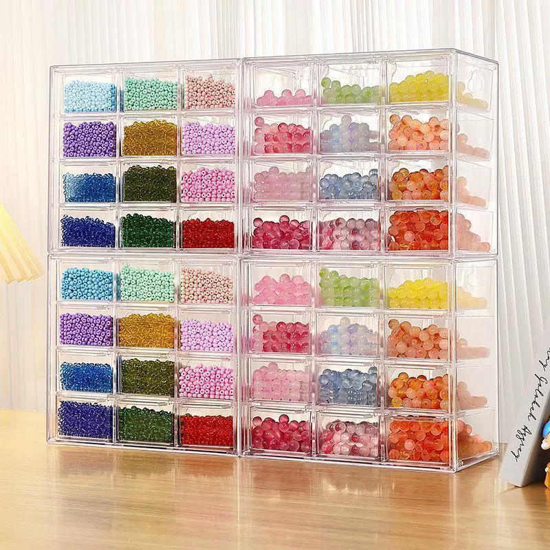 Beaded bracelet handmade, storage box, beads, transparent storage system