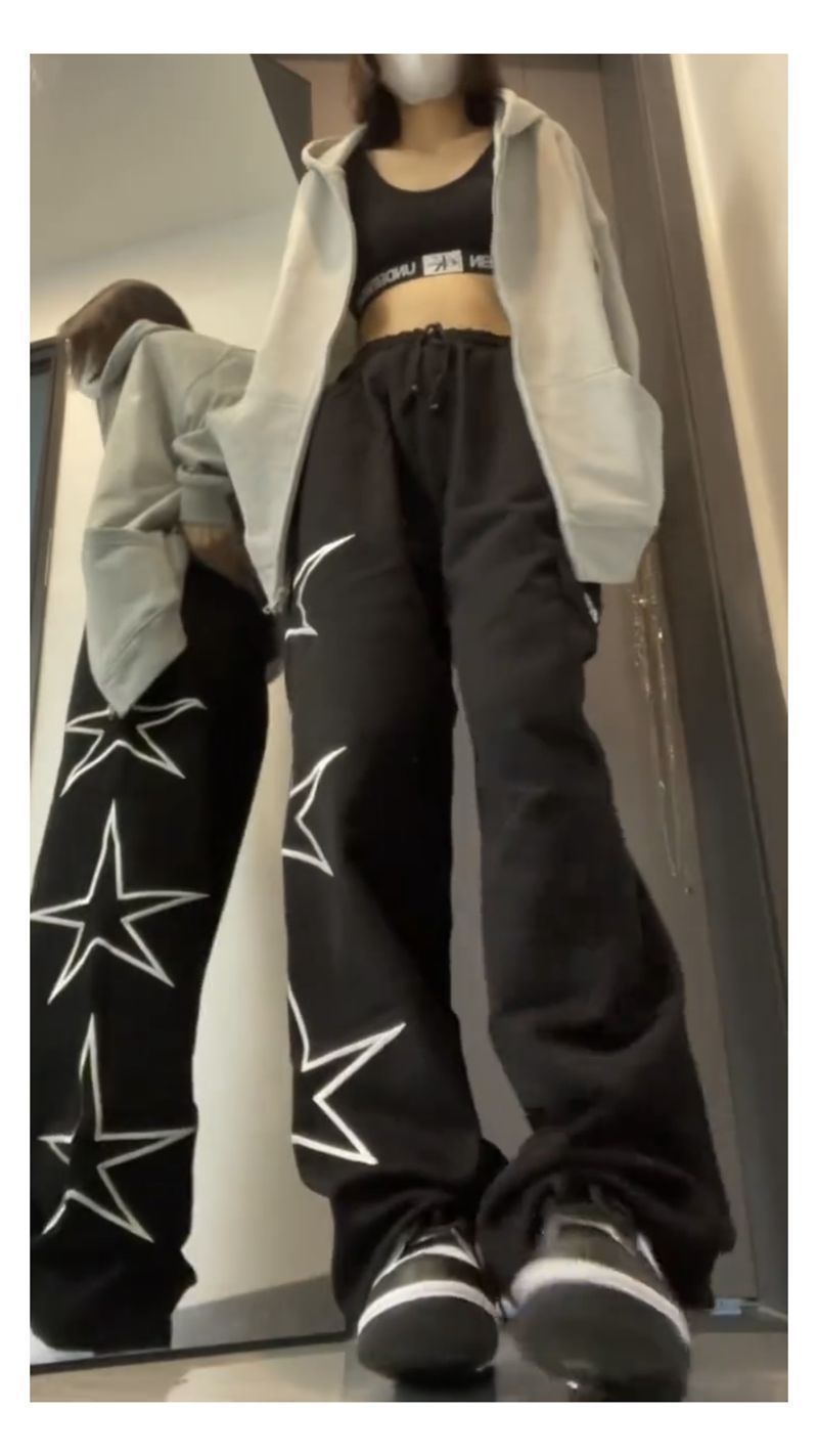 Title 7, Kadın Yıldız İşlemeli Geniş Paça Pantolon, şık ...