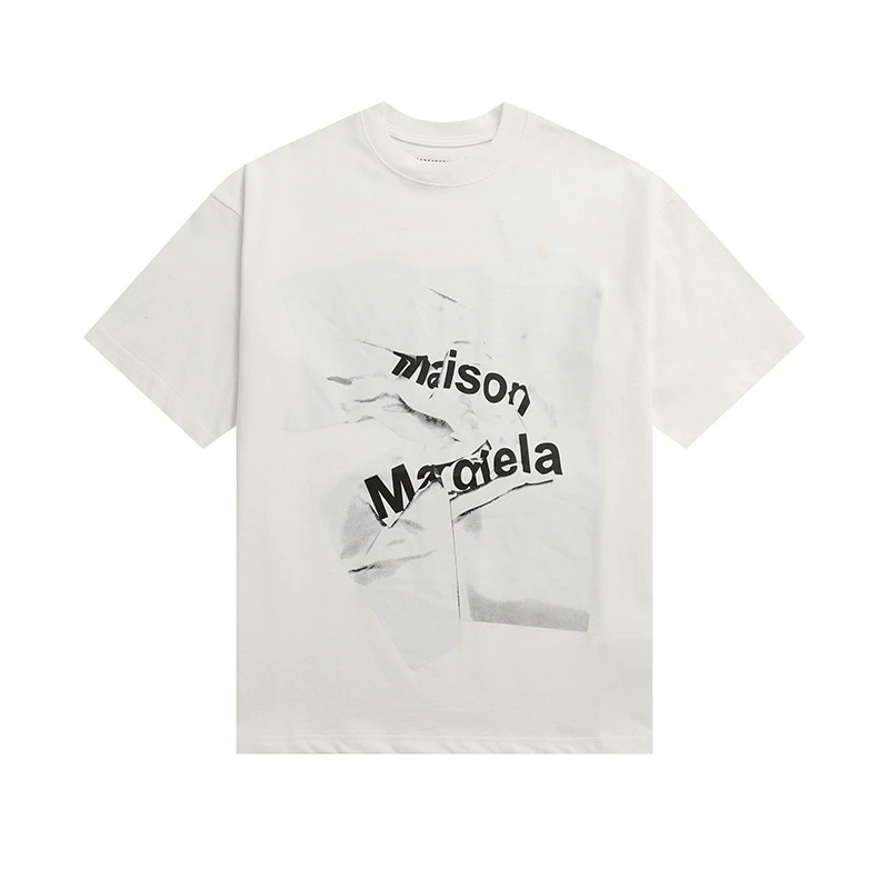 Maison Margiela 24SS коллекция MM6 цифровой узор круглый вырез мужской и женский модный бренд укороченный рукав футболка серия