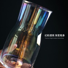 简约玻璃花瓶高级感透明水培插花瓶餐桌摆件电镀幻彩小花瓶批发