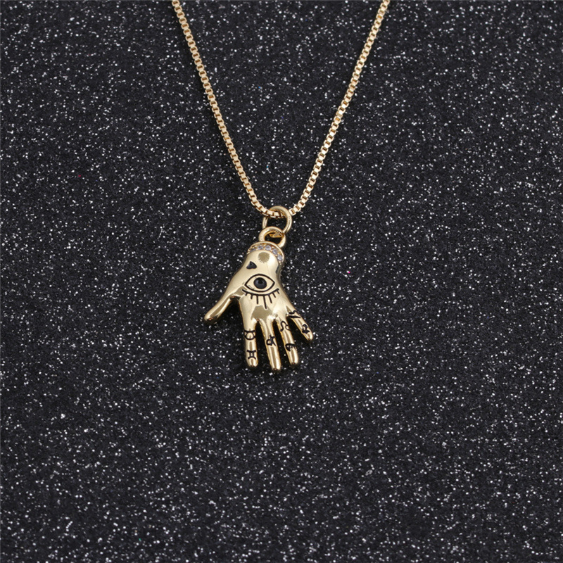 Nihaojewelry Copper Palm Eye Geometry Pendant Necklace Wholesale Jewelry