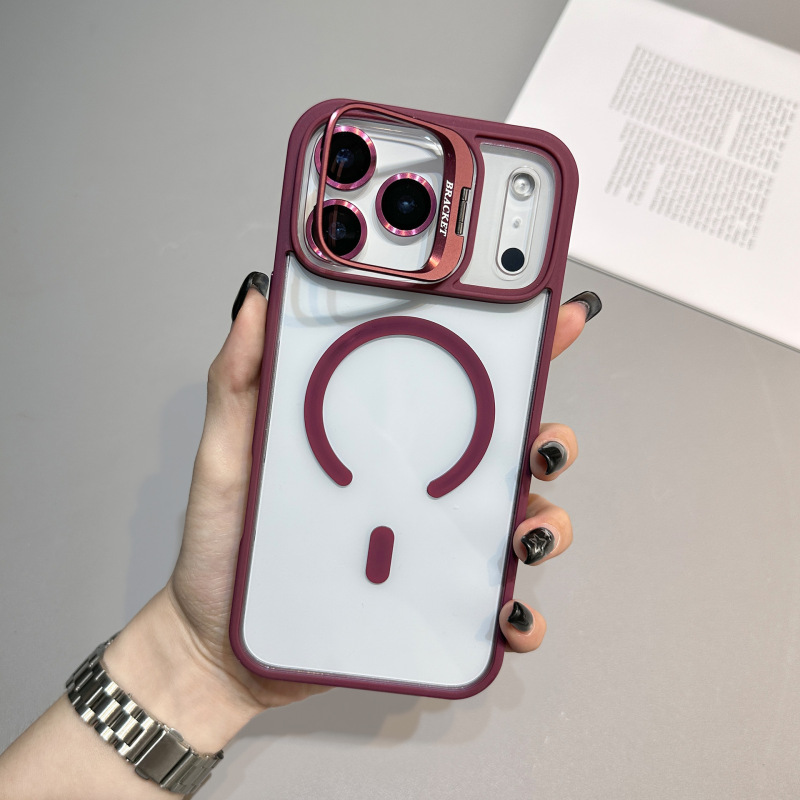 iPhone17用レンズスタンド付き磁気吸着スマホケース、レンズフィルム付き、15完全保護、落下防止、1314保護カバー|undefined