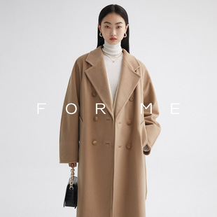Factory Direct Sales Classic Camel 101801 Double-Breasted Cashmere Outwear Women's Mid-Length Silhouette Classy Woolen Outwear