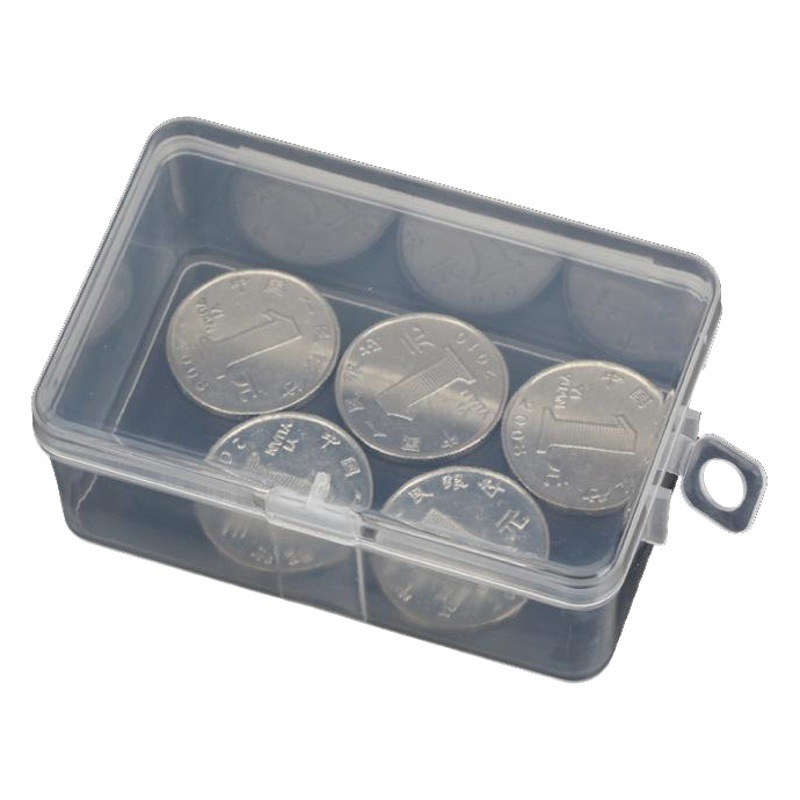 R555 al por mayor rectangular pequeña caja de plástico caja de embalaje del producto PP caja de embalaje cubierta caja de plástico con gancho