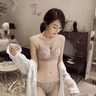 3285# Venifang New Sexy Lace Embroidered Comfortable Gathered Underwear European and American Bra Set