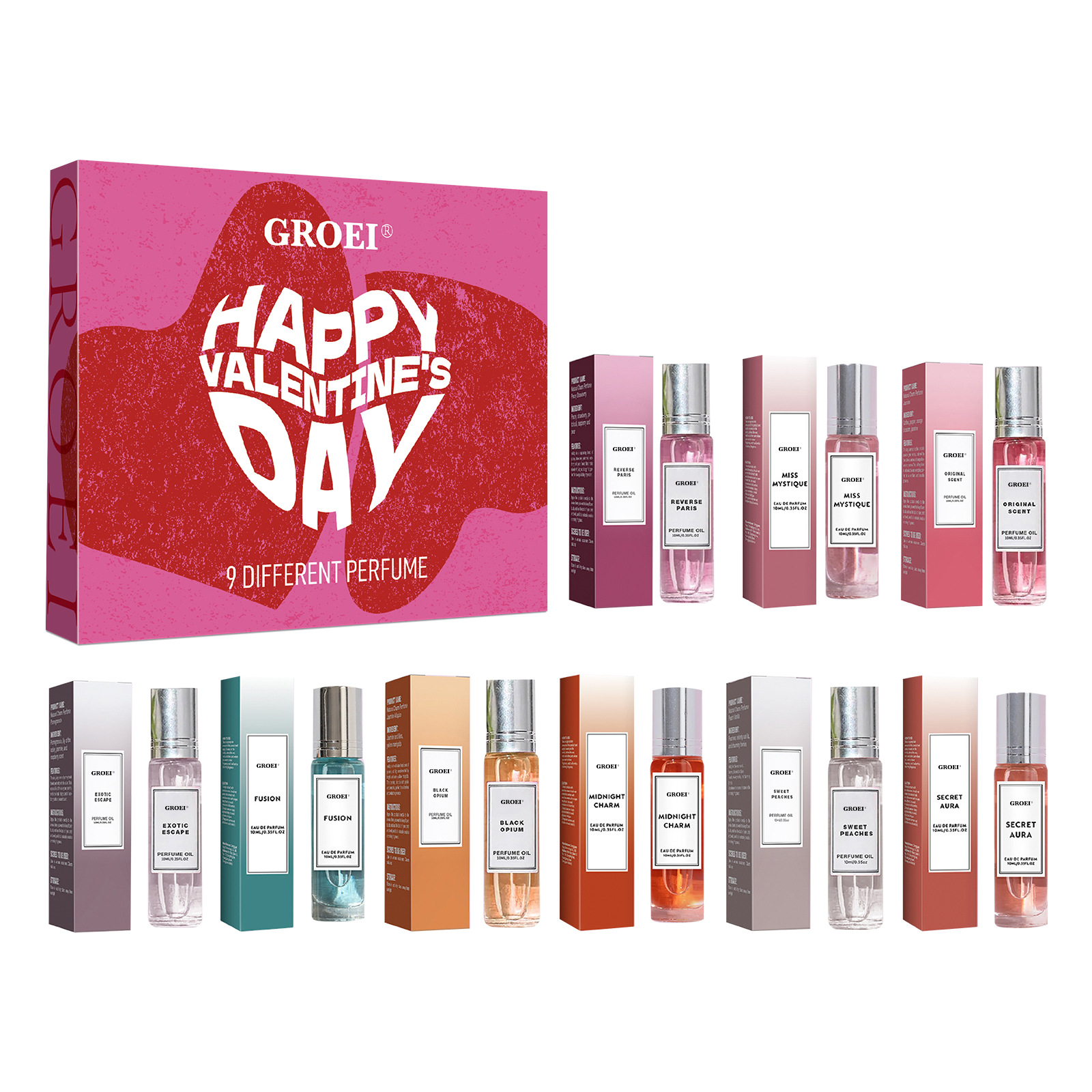 Caja de regalo de perfume de San Valentín 10ml * 9 paquetes