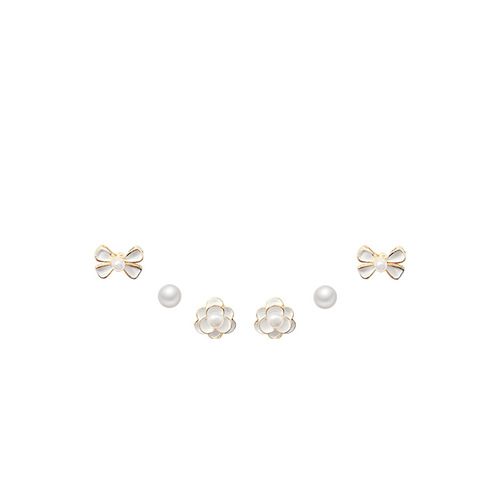 S925 Silver Needle Super Fairy Temperament Set Flower Earrings Women's Small Fresh Simple Oil Drop Pearl Earrings Net Red Earrings