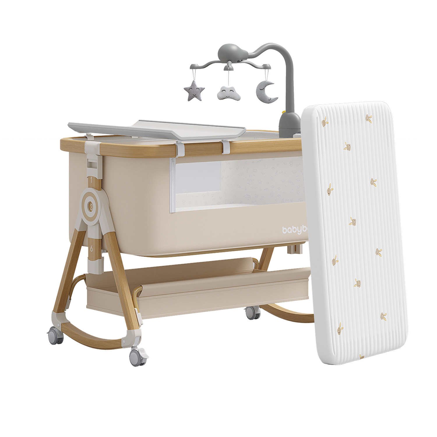 Cama de bebé Cama de cuna móvil Cama multifuncional portátil Cama multifuncional plegable BB Cama de empalme para recién nacidos image 6
