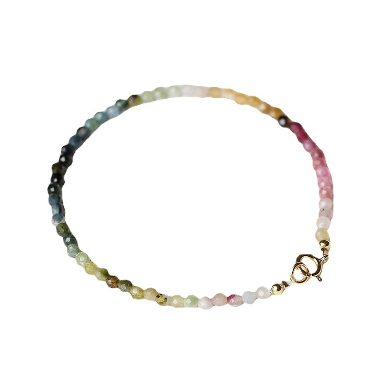 Браслет маленького дизайна Rainbow tourmaline бренда, интернет-знаменитость, 2 мм, градиент, стиль легкой роскоши