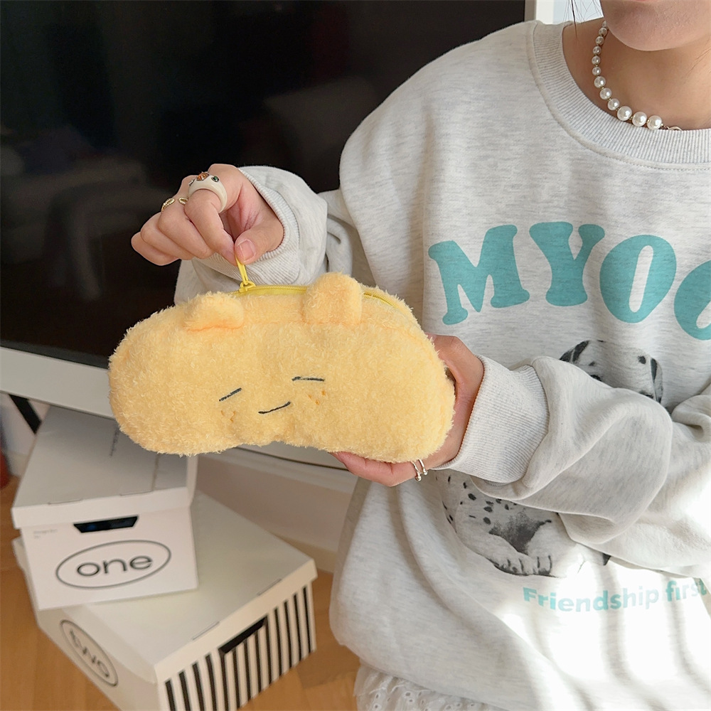 310243 Fluffy and girlish pencil case Cosmetic bag, cute cartoon stationery bag, large-capacity pen case storage bag undefined