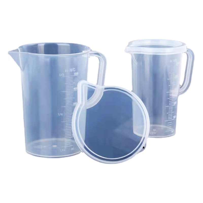 Taza de medir jabón hecho a mano taza de mezcla de té de leche engrosada taza de escala resistente a altas temperaturas taza de medir para hornear con tapa taza de medir de plástico