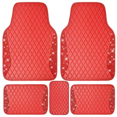 Rhinestone Car Anti-Slip Mat, Universal Foot Pad - red