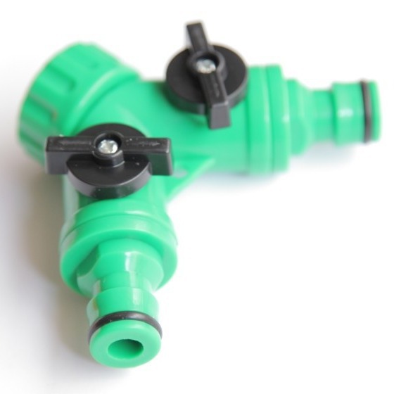Verde 4 puntos 6 puntos bifurcado junta de pezón de riego junta rápida accesorios de jardín tubería válvula de 3 vías 1 / 2