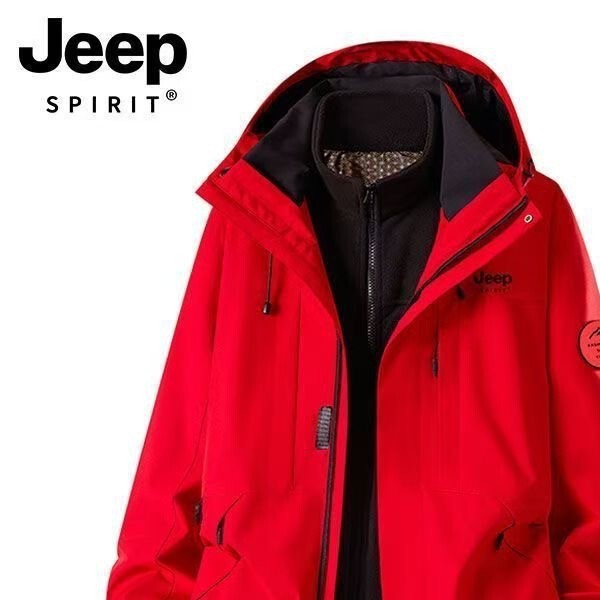 JEEP three-in-one outdoor jacket, windproof and warm, dopamine color series, detachable hard shell windproof coat JEEP three-in-one outdoor jacket, windproof and warm, dopamine color series, detachable hard shell windproof coat