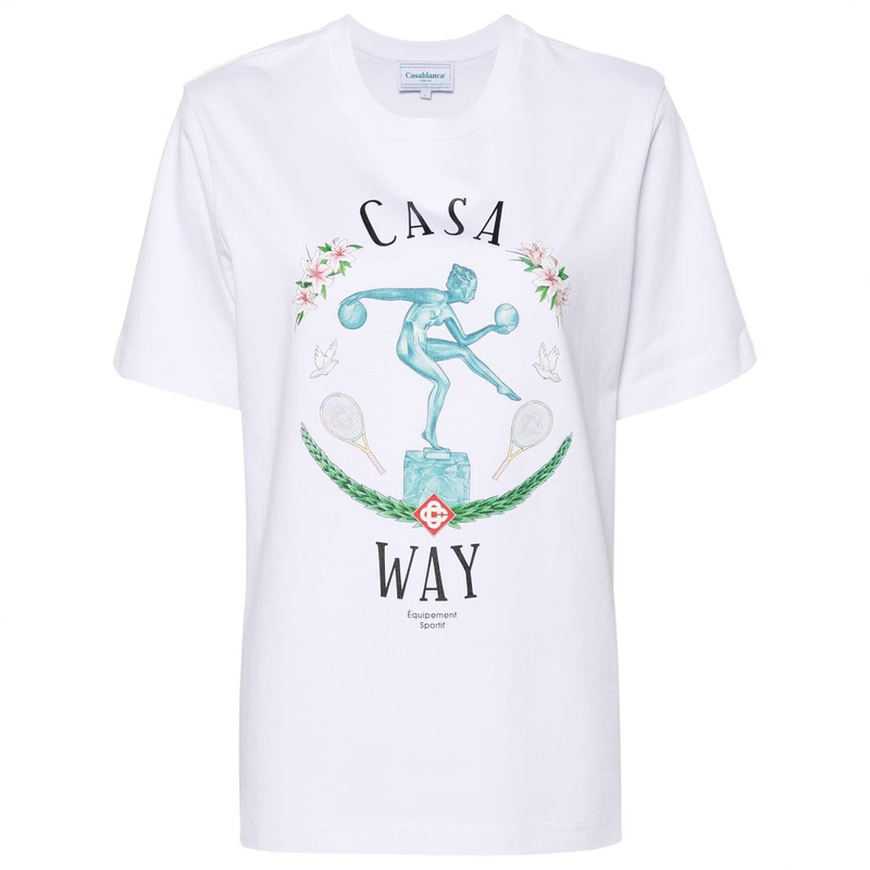 New 2025 Trendy Brand Casablanca Printed Loose Short-sleeved Spring Summer Heavy Men's and Women's Casual 100 Cotton T-shirt