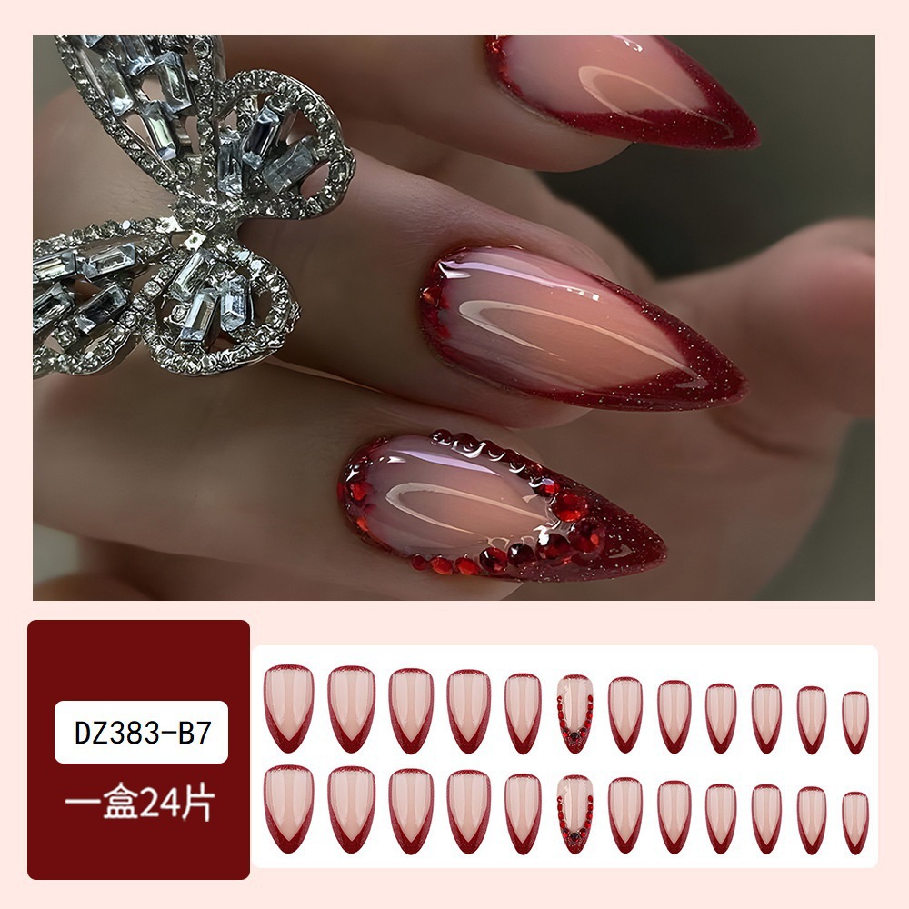 Parche de uñas postizas, uñas francesas europeas y americanas, uñas de uñas de uñas de uñas de diamantes de uso transfronterizo, productos terminados al por mayor de nails