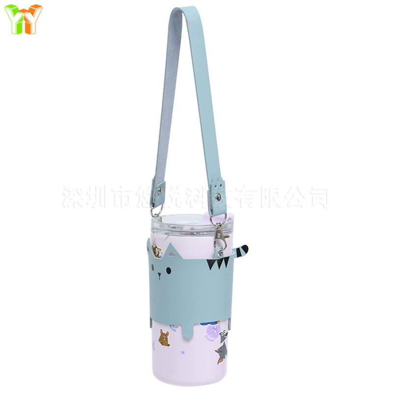 Cute coffee handheld milk tea, linen bag