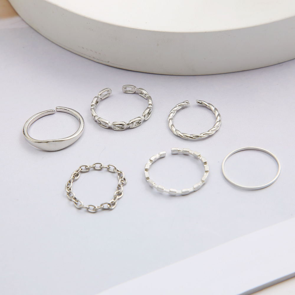 Simple Style Solid Color Alloy Plating Womenu0027S Rings 1 Set