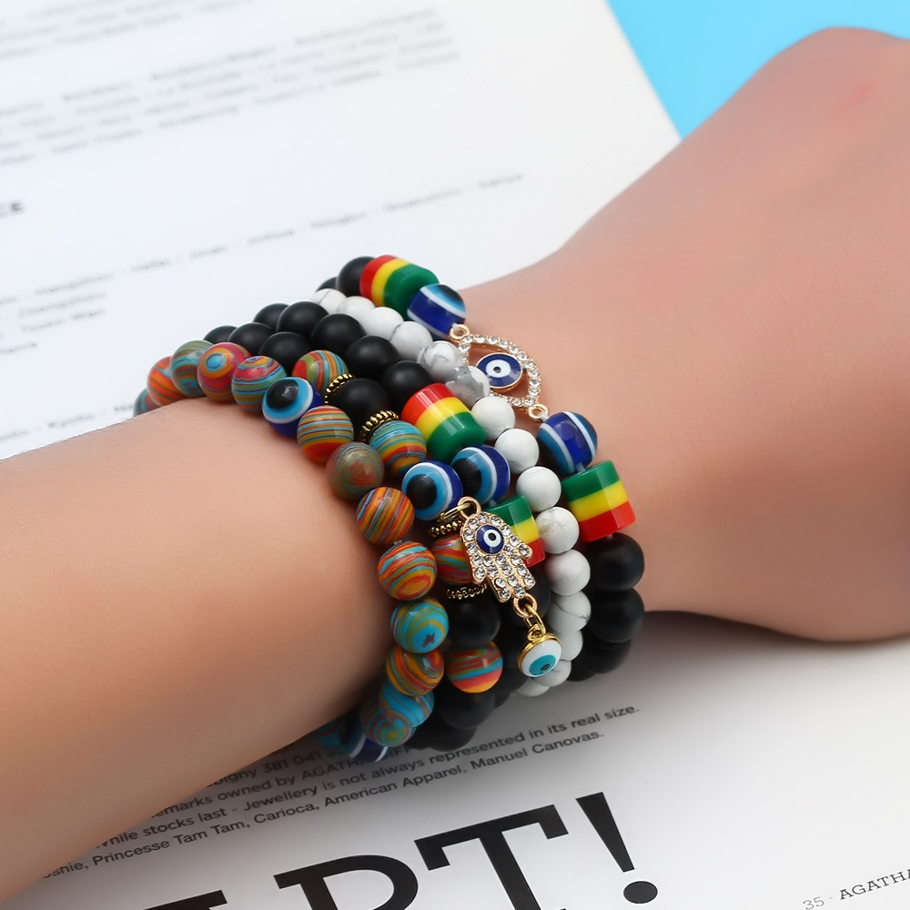 Fashion Palm Eye Agate Beaded Bracelets 1 Piece