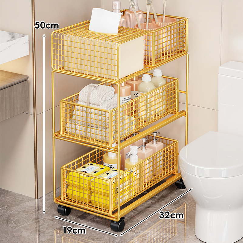バスルーム収納ラック床置き多層トロリーシンクトイレ隙間収納ラックシャワージェルバスルームラック|undefined