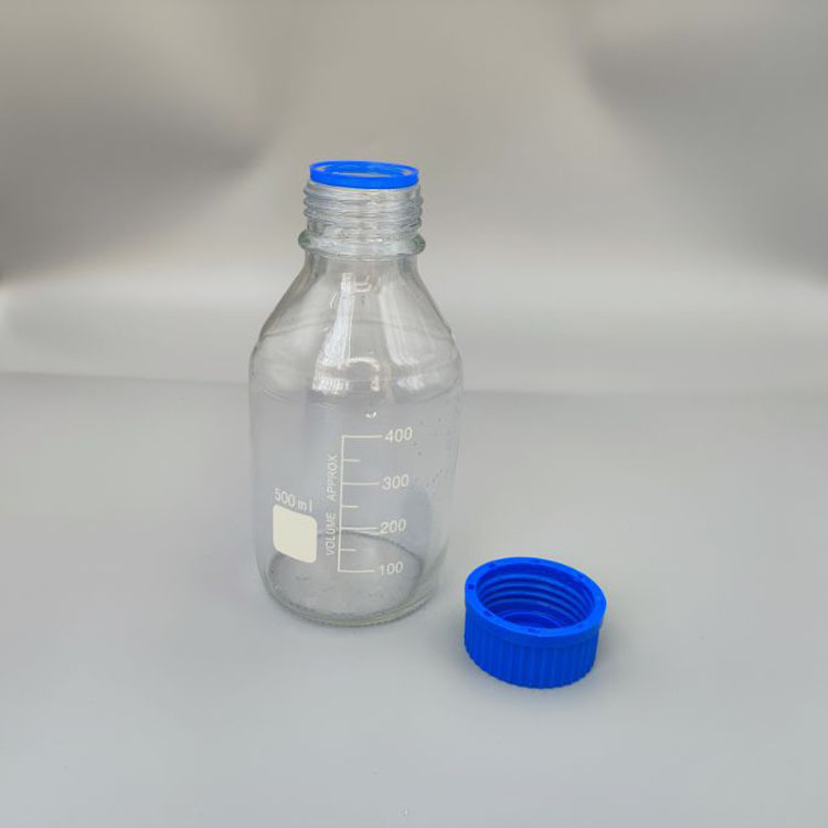 白い丸いネジ口青い蓋化学試薬ボトルスケール増粘密封実験低ホウケイ酸ガラス水ボトル|undefined