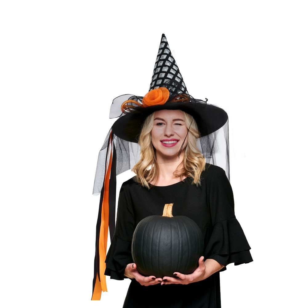 Sombrero de Halloween Sombrero de bruja brillante Masquerade Dress Up Accesorios de decoración de fiesta Sombrero de bruja brillante