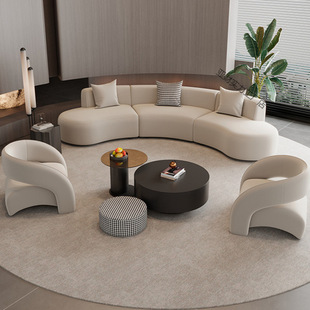 Beauty Salon Club Rest Area Curved Sofa Coffee Table Combination Hotel Lobby Sales Office Negotiation Corner Reception
