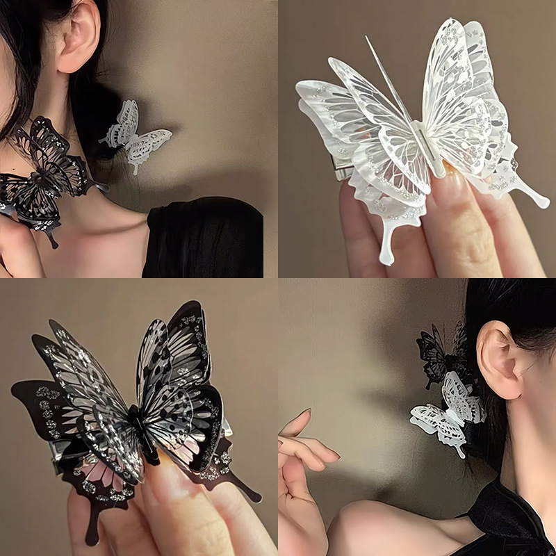 Super Fairy Ice Broken Butterfly Forcina per capelli tridimensionale da donna 2024 Nuovo elegante fermaglio per capelli laterale con clip di fascia alta Copricapo_voghion.com