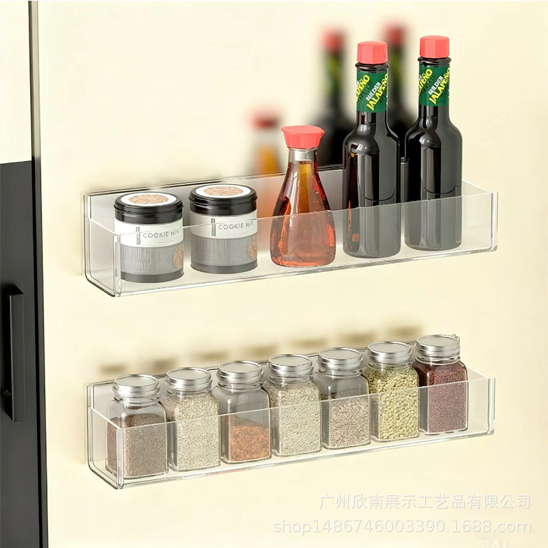 Cross-Border Acrylic Transparent Wall Spice Rack Universal Wall-Mounted Storage Rack Small Snacks and Daily Necessities Organization and Display