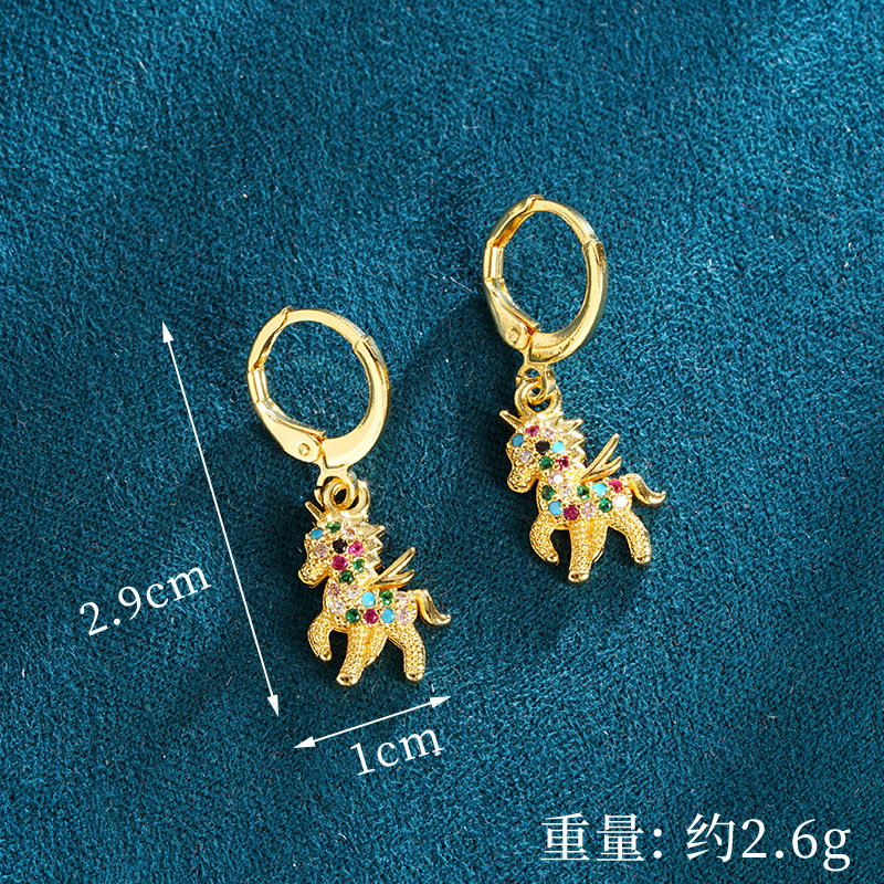 Pendientes de pony e2451 - Diamante de color