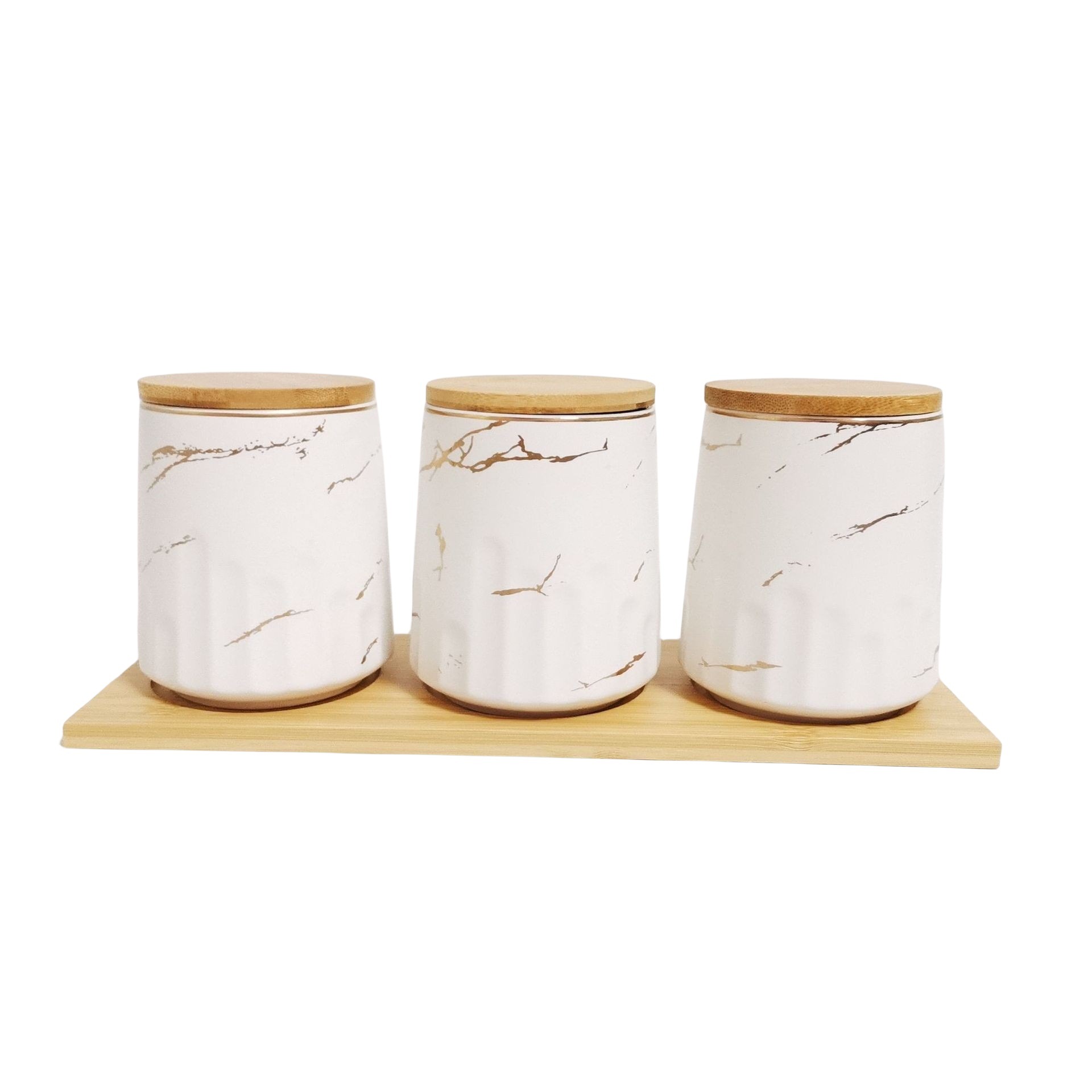 Tanque sellado de cerámica Tanque de almacenamiento Tapa de madera Productos secos Tanque de almacenamiento de té Tanque de condimento de cocina Juego de latas de café