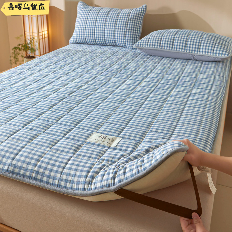 New Plaid Cotton Mattress for Home Bedroom Soft Cushion for Male and Female Student Dormitory Mattress Cotton Plaid Mattress for All Seasons