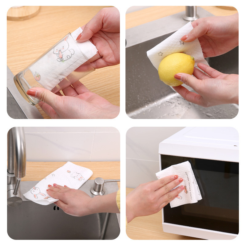 Lavar platos en húmedo y suministros de limpieza en seco para el hogar papel de cocina tela no tejida desechable absorbente sin pelusa trapo Perezoso