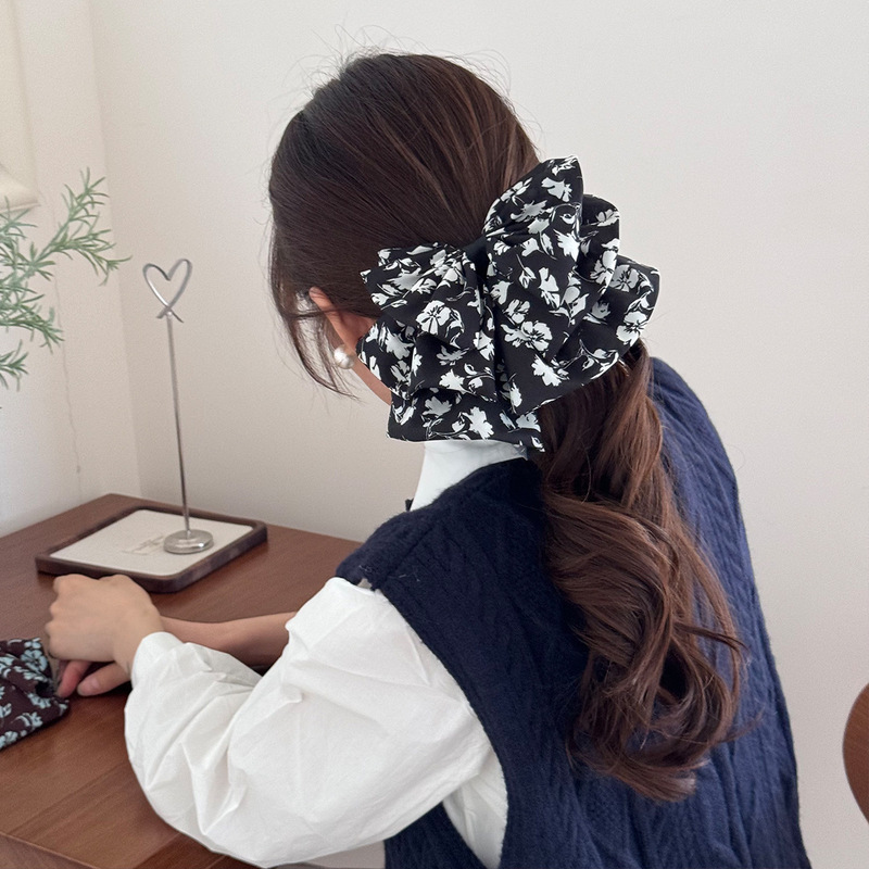 复古撞色碎花扎马尾抓夹优雅气质后脑勺盘发夹简约高级感百搭头饰|undefined