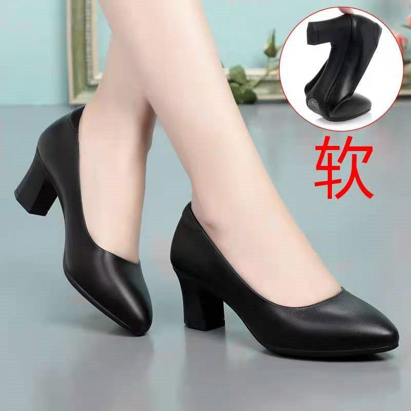 블랙 5cm 두꺼운 힐