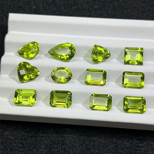 Wholesale large carat boutique natural olivine bare stone rough stone fine cut square emerald valet inlay