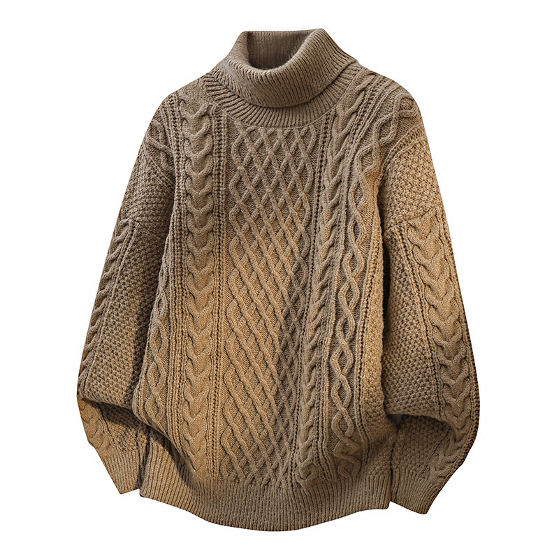 Explosiones transfronterizas de tamaño europeo de gran tamaño de cuello alto este año de vida suéter de Navidad rojo para hombres fábrica de camisetas de punto al por mayor