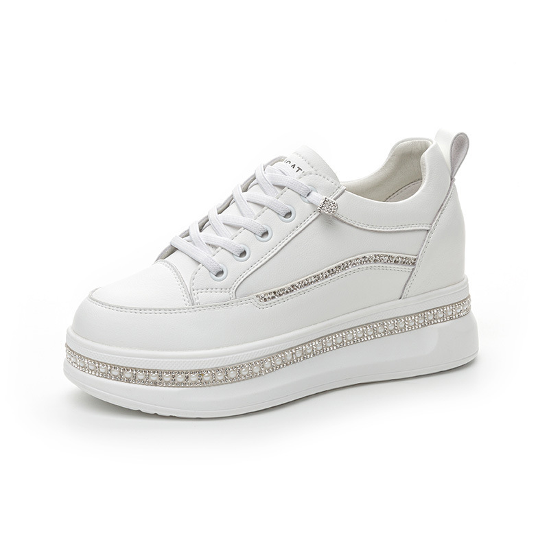 Genuine Leather White Women, Slip-On, 2025 Autumn New Thick-Soled Casual Shoes, Lightweight, Height-Increasing Sneakers_vogvips.com