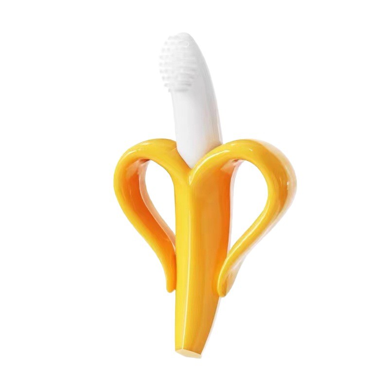 Fabricantes de productos de grado alimenticio silicona banana dentín para bebés palillos de dientes recién nacidos mordidos juguetes de dentín para bebés