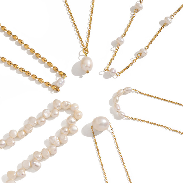 Organic necklace stainless steel from pearl