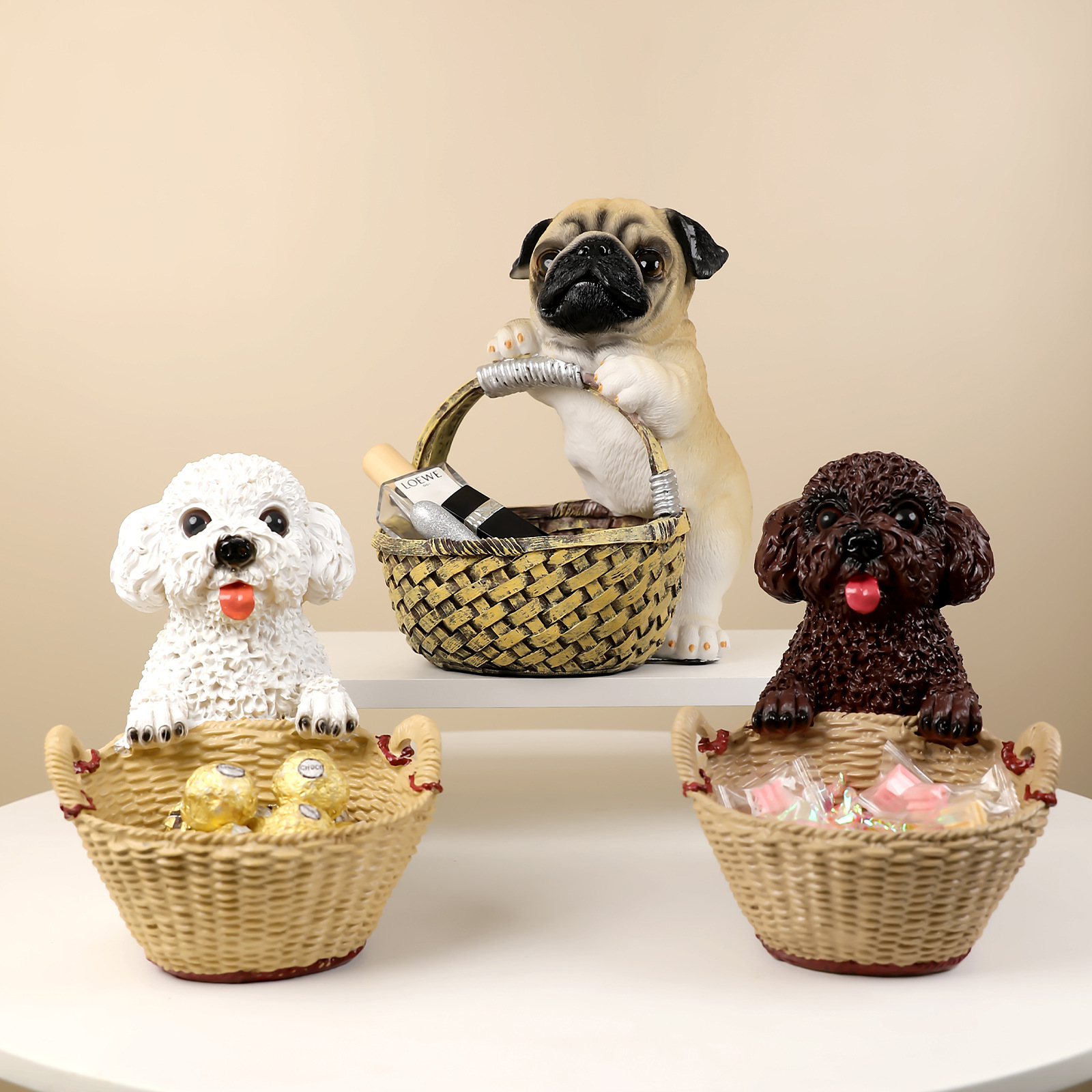 Adorno de resina encantadora canasta de almacenamiento adorno comercio exterior transfronterizo hogar VIP decoración de toro