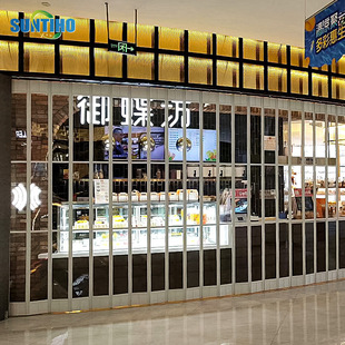 Side Sliding Door Crystal Folding Rolling Shutter Door Shopping Mall Indoor Electric Anti-Theft Flame Retardant Outdoor Transparent Rolling Shutter Store Door
