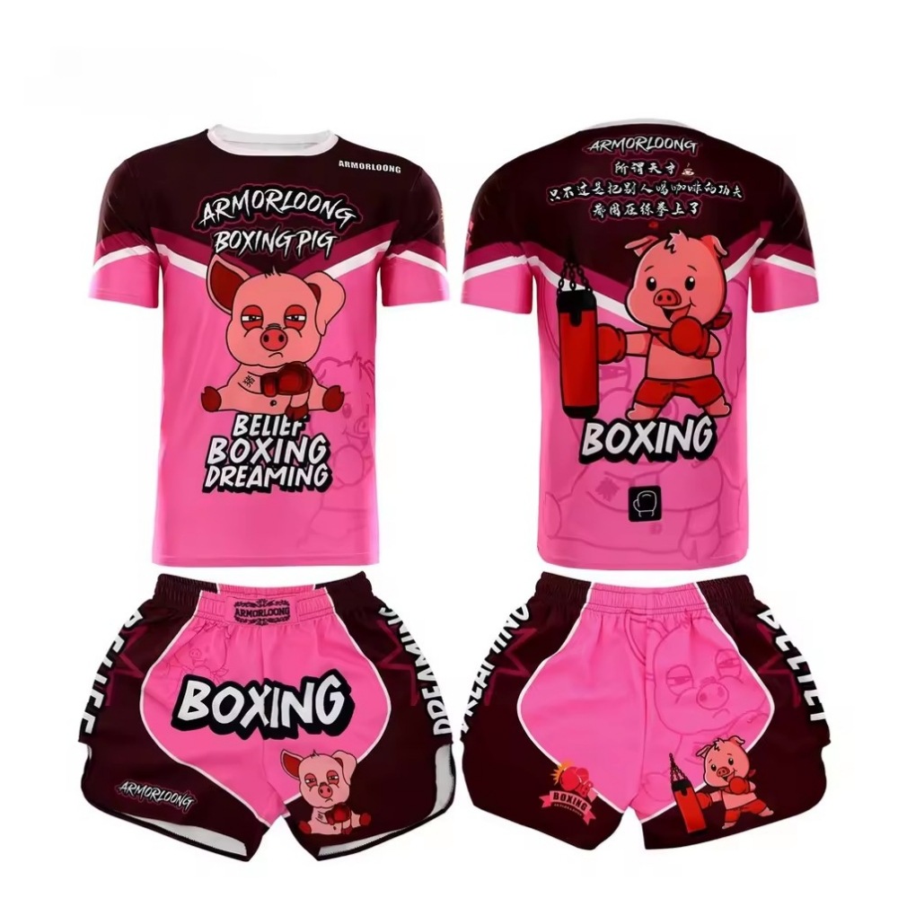 Free Boxing Muay Thai High Spring Quick-drying Tight T-shirt Fighting Shorts Running Training suit Fighting Boxing