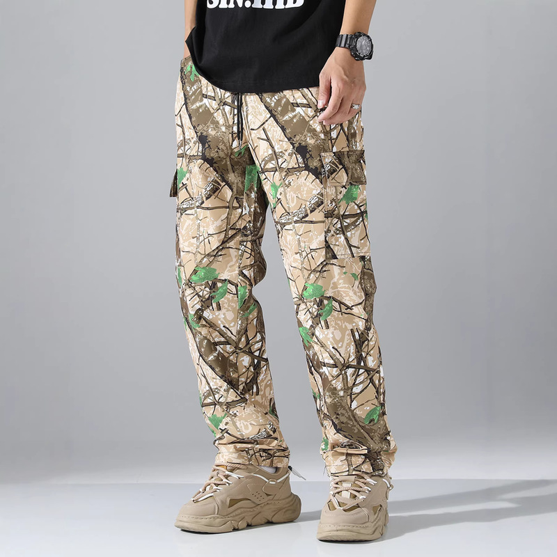 Cross-Border Floral Pants for Men, European Size, American Style Sports Workwear Casual Pants, Jogging Pants, Aliexpress Hot-Selling Loose Straight-Leg Pants