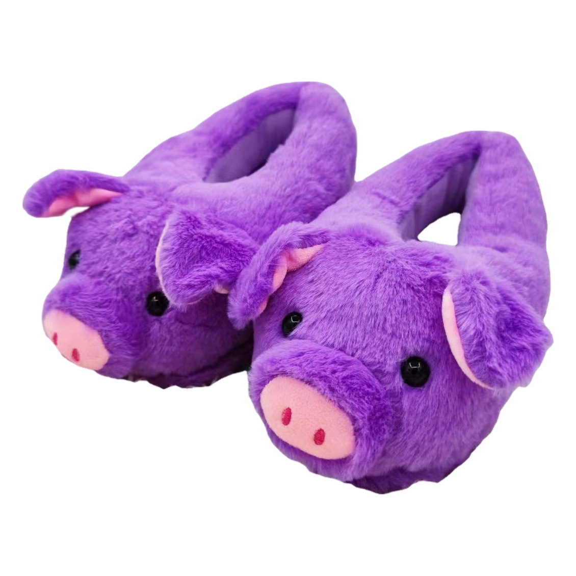 Internet Celebrity Pink Pig Cartoon Animal Cotton Slippers Cute Pig Super Cute Plush Shoes Home All-Inclusive Floor Warm Shoes