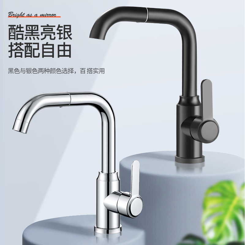 Stainless steel rotatable universal basin faucet hot and cold counter basin wash basin wash basin mouthwash black faucet