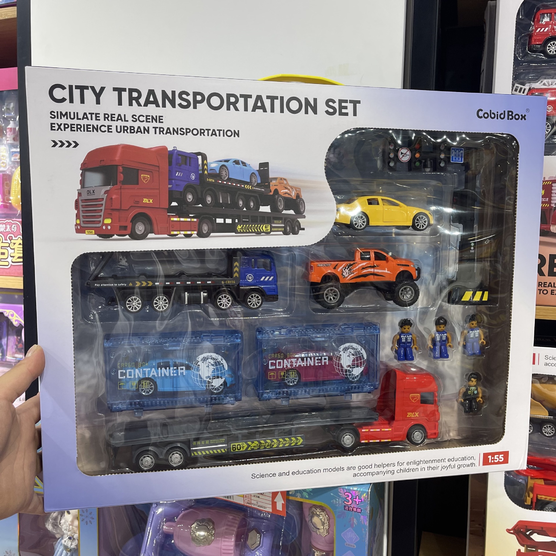 De Lixin Simulation Engineering Fire Fighting Military Flat Transport Trailer Toy Model Children Boy Gift suit