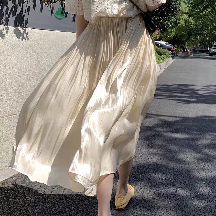 Women's skirt Spring/Summer 2024 New Korean style loose high waist slimming long A- line streamer skirt
