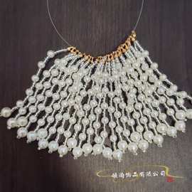 米珠流苏半成品链条团扇材料秀禾中式古风头饰汉服旗袍发簪diy